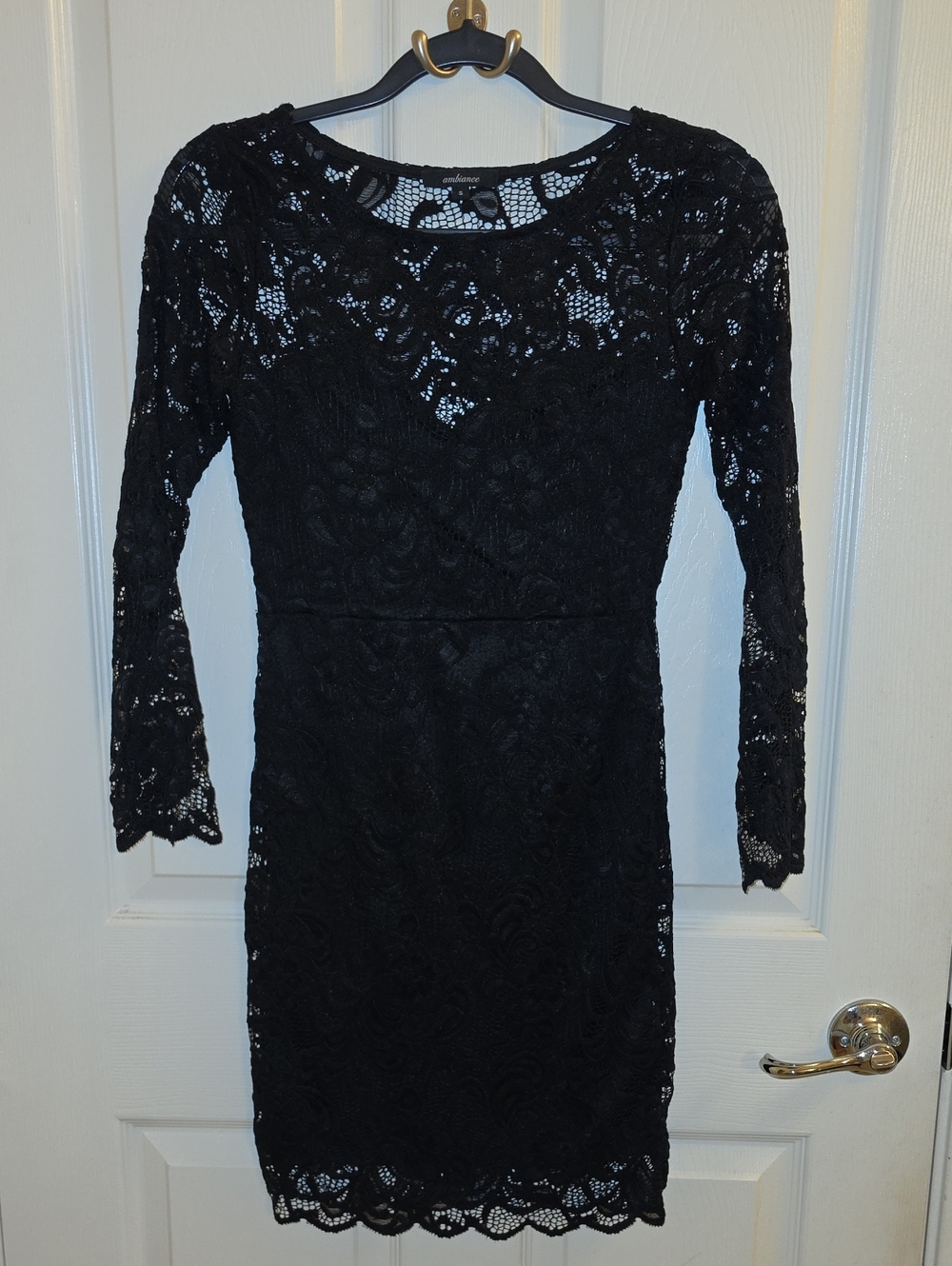 Ambiance Black Long-Sleeve Lace Sheath Dress